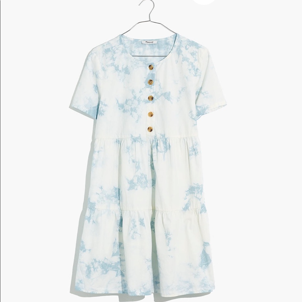 Madewell Tie-Dye Button Front Short Sleeve Tiered Mini Dress Size XXL